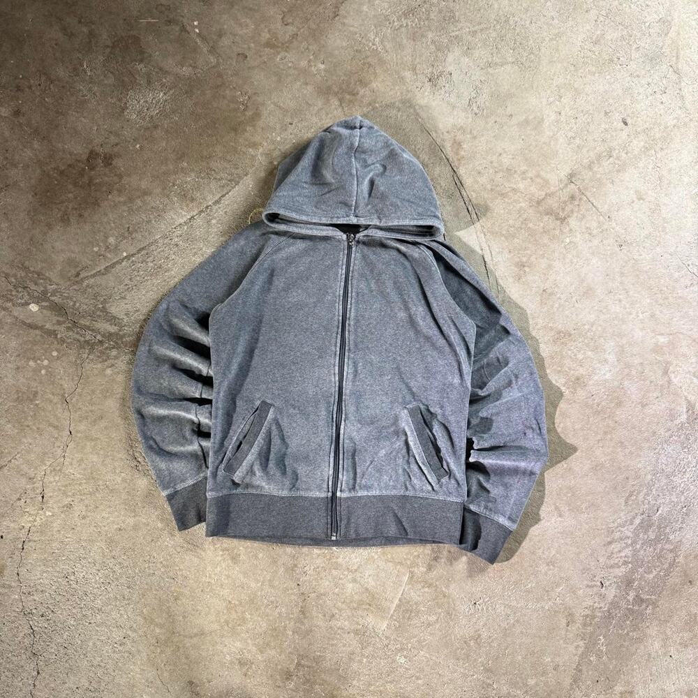 Grey Pink Zip Up Velour Hoodie